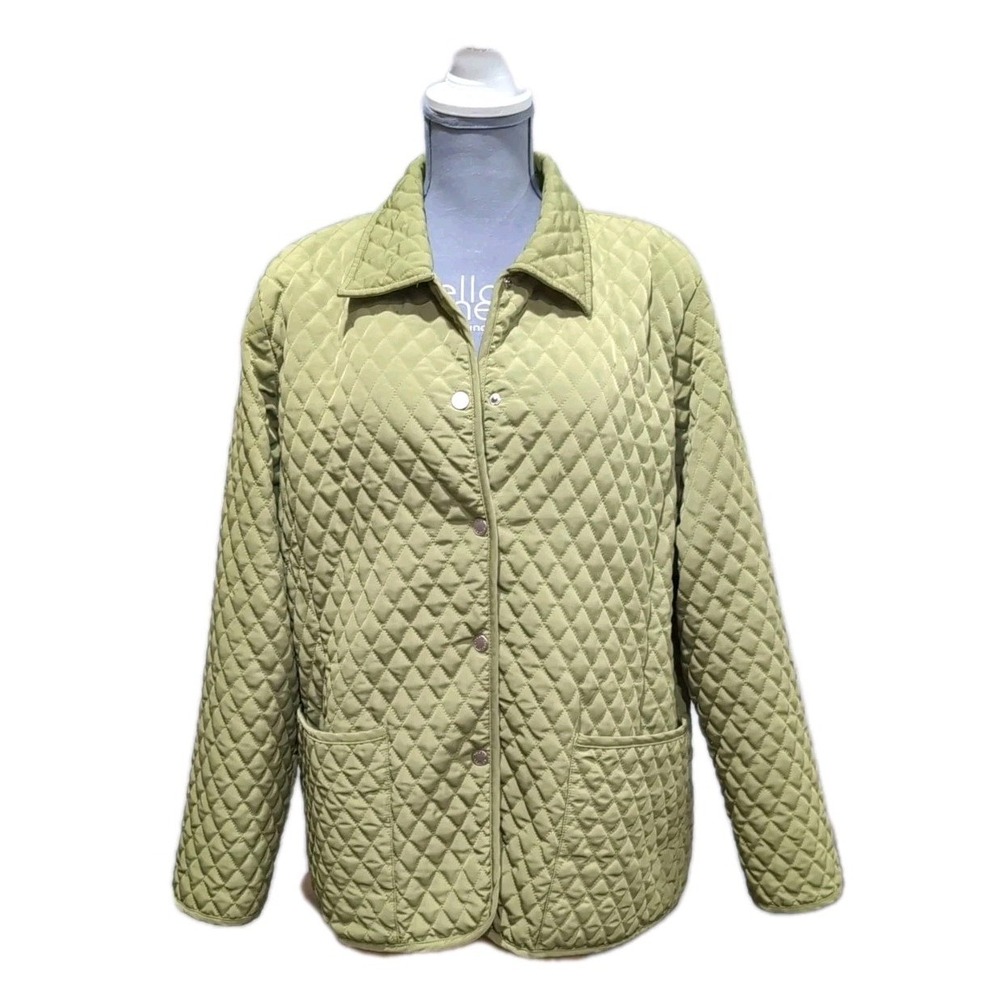 Susan Graver L Women's Jacket Light Weight Quilted, Two Pocket, Padded Shoulder